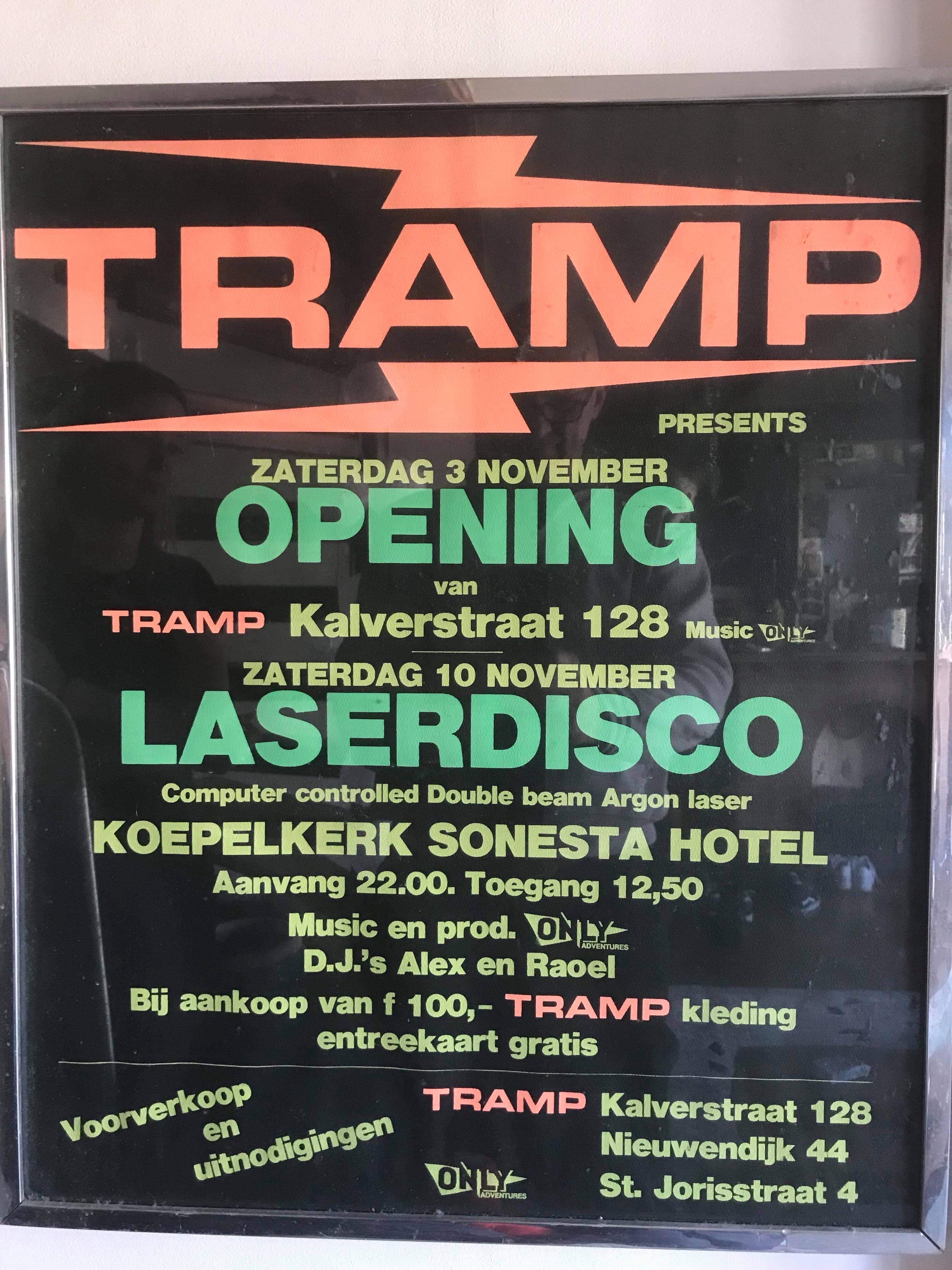 Tramp's Laserdisco Party poster, Koepelkerk Amsterdam 1979