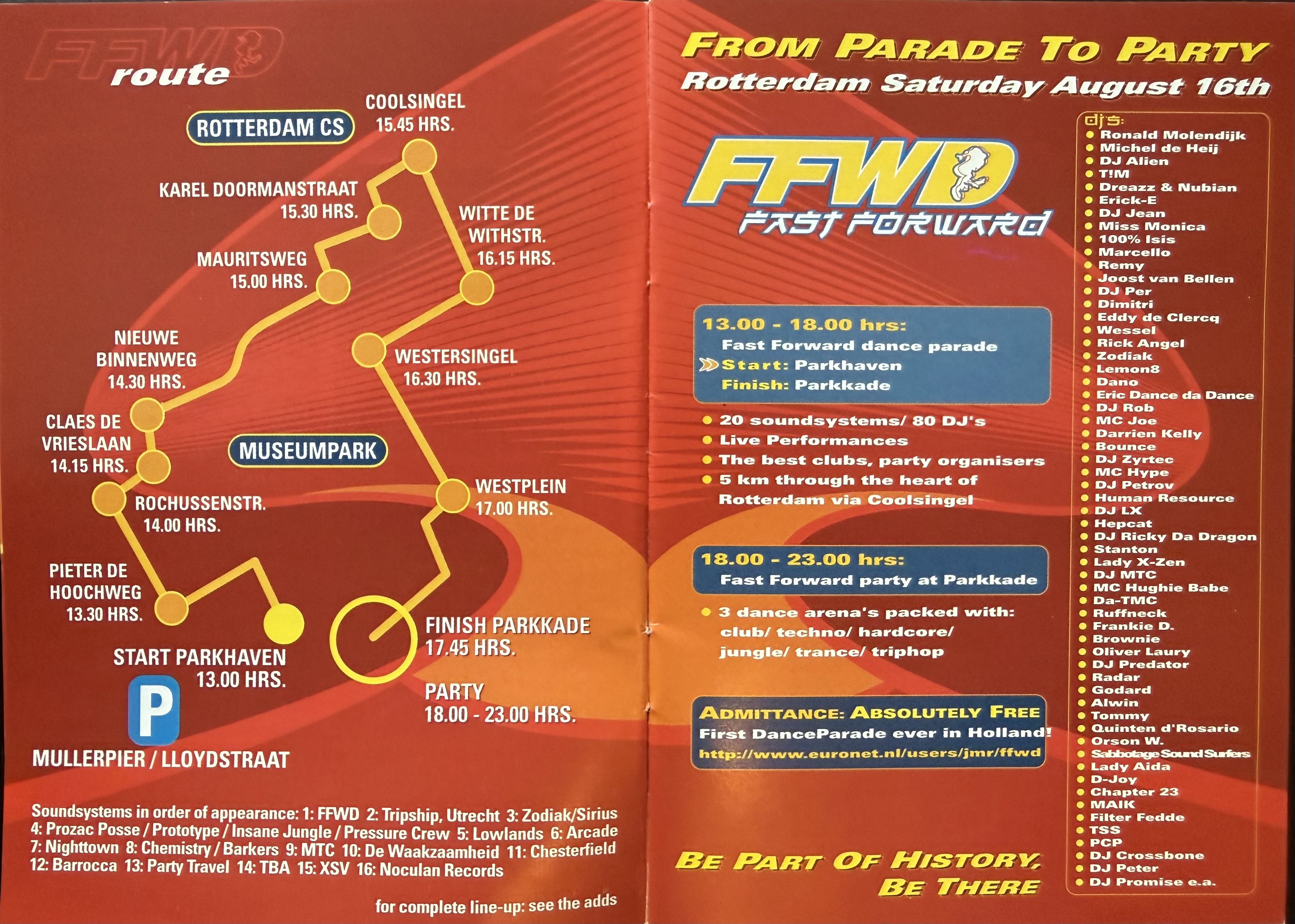 Fast Forward Dance Parade flyer c, Rotterdam 1997