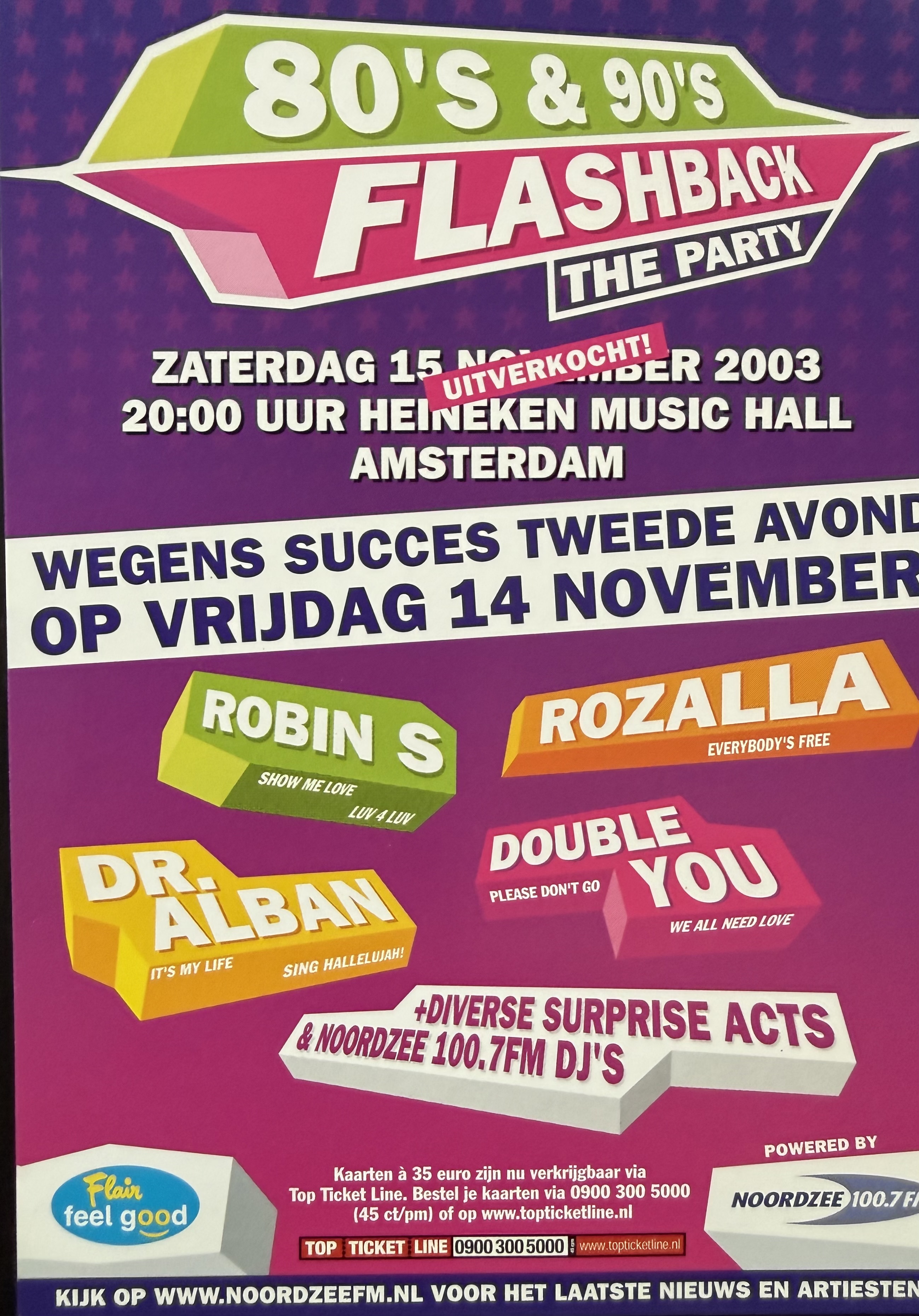 80's & 90's Flashback Party flyer, Heineken Music Hall 2003